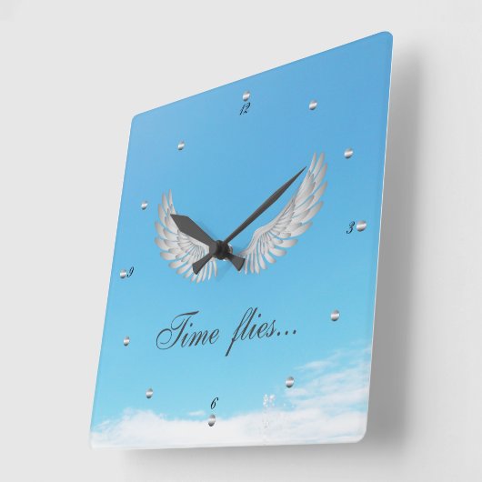 Time Flies Clock Quadratische Wanduhr (Winkel)