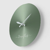 Time Flies Fern Fern Grün Metallic Stil Acrylic Große Wanduhr (Winkel)