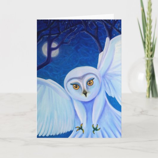 Time Flies, white owl card Karte (Vorderseite)