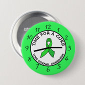 Time for a Cure Lime Awareness Ribbon Stickers Button (Vorne & Hinten)