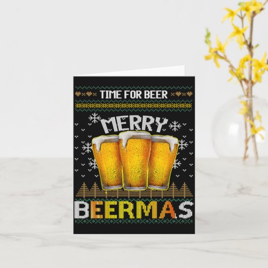 Time For Beer Merry Beermas Funny Christmas Beer L Karte (Gelbe Blume)
