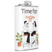 Time for Coffee Cute Couple Illustratio Mug, 15 oz Flachmann (Rechts)