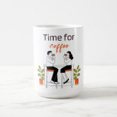 Time for Coffee Cute Couple Illustratio Mug, 15 oz Kaffeetasse (Mittel)
