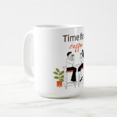Time for Coffee Cute Couple Illustratio Mug, 15 oz Kaffeetasse (Vorderseite Links)