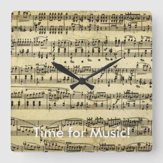 Time for Music Clock Quadratische Wanduhr (Vorderseite)