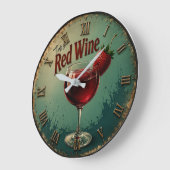 Time for Red Wine  Rustic Vineyard Große Wanduhr (Winkel)