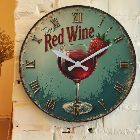 Time for Red Wine  Rustic Vineyard Große Wanduhr