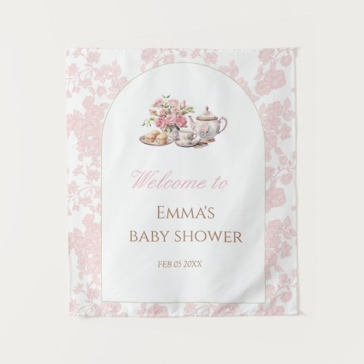 Time for Tea Baby Shower Backdrop Wandteppich (Vorderseite)