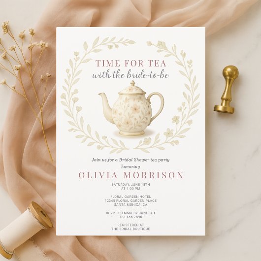 Time for Tea Bridal Shower Floral Wildflower Einladung