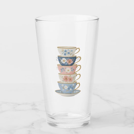 Time for Tea Bridal Shower Glass Tumbler (Vorderseite)