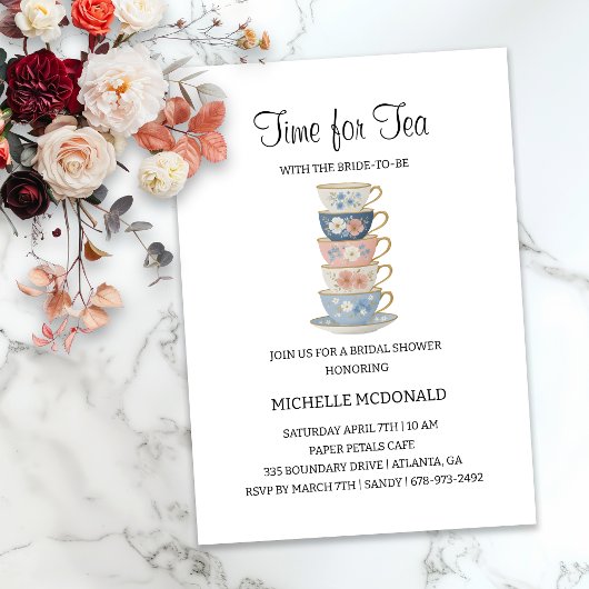 Time for Tea Floral Bridal Shower Invitation Einladung