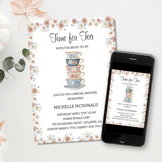 Time for Tea Floral Bridal Shower Invitation Einladung