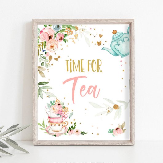 Time for Tea Party Baby is Brewing Baby Shower Poster