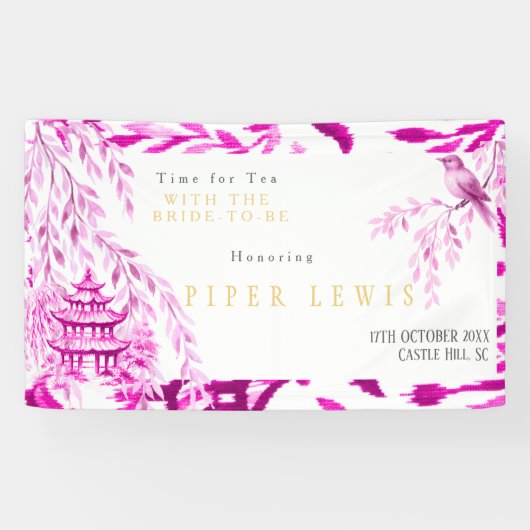 Time for Tea with the Bride -to-be Pink Banner (Horizontal)