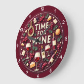 Time For Wine Fun Party Große Wanduhr (Winkel)