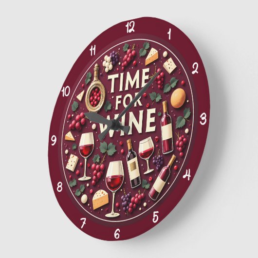 Time For Wine Fun Party Große Wanduhr (Winkel)