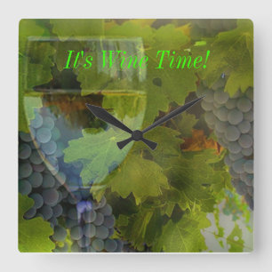 Time for Wine? Humorous Wine Lover's Clock Quadratische Wanduhr