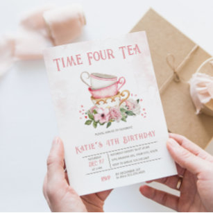 Time Four Tea Teacups Thema Geburtstag Einladung