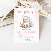 Time Four Tea Teacups Thema Geburtstag Einladung