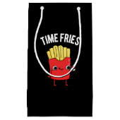 Time Fries Funny French Fries Pun Dark BG Kleine Geschenktüte (Vorderseite)