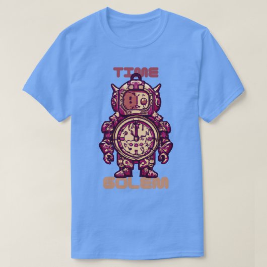Time Golem Funny Surreal Steampunk Alarm Uhr Rob T-Shirt (Design vorne)