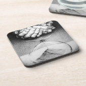 Time Hourglass Hände Stift zeichnend surreale Kuns Getränkeuntersetzer (Linke Seite)