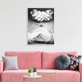 Time Hourglass Hände Stift zeichnend surreale Kuns Leinwanddruck (Insitu (Wohnzimmer))