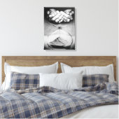 Time Hourglass Hände Stift zeichnend surreale Kuns Leinwanddruck (Insitu (Schlafzimmer))