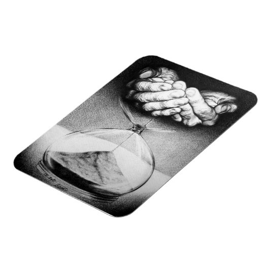 Time Hourglass Hände Stift zeichnend surreale Kuns Magnet (Linke Seite)