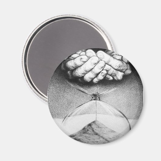 Time Hourglass Hände Stift zeichnend surreale Kuns Magnet (Vorderseite/Rückseite)