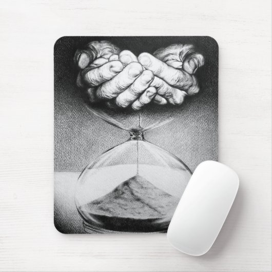 Time Hourglass Hände Stift zeichnend surreale Kuns Mousepad (Mit Mouse)