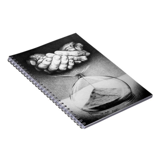 Time Hourglass Hände Stift zeichnend surreale Kuns Notizblock (Rechte Seite)