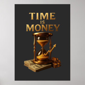 TIME IS MONEY - Vintage Motivational Entrepreneur Poster