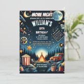 Time Junge Camping Popcorn Filmabend 13. Geburtsta Einladung (Stehend Vorderseite)