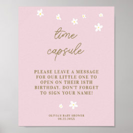 Time Kapsel Baby Dusche Sweet Daisies Pastel Pink Poster