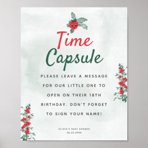 Time Kapsel Baby Duschempfehlung Rustikales Tomato Poster