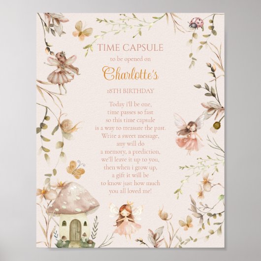 Time Kapsel Fairy Mushroom Hütte Boho Birthday Poster (Vorne)