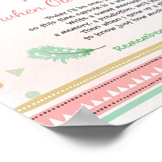 Time Kapsel Feathers Tribal Boho Girl Poster (Ecke)