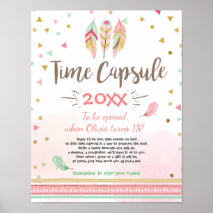 Time Kapsel Feathers Tribal Boho Girl Poster