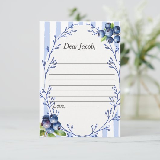 Time Kapsel Gedicht Blueberry Response-Karte Einladung (Stehend Vorderseite)
