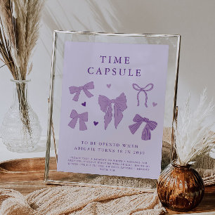 Time Kapsel Unterzeichnung Lila Coquette Bow Gebur Poster
