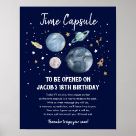 Time Kapsel Weltraumplaneten Junge Geburtstag Poster