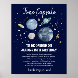 Time Kapsel Weltraumplaneten Junge Geburtstag Poster