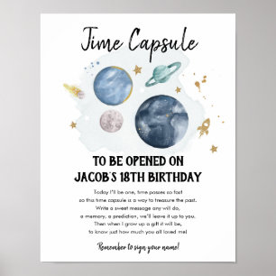 Time Kapsel Weltraumplaneten Junge Geburtstag Poster