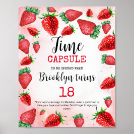Time Kapselszeichen, Strawberry Geburtstagsparty Poster