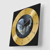 Time Machine Clock ~ Besuch Erde wie Planeten ~ Quadratische Wanduhr (Winkel)