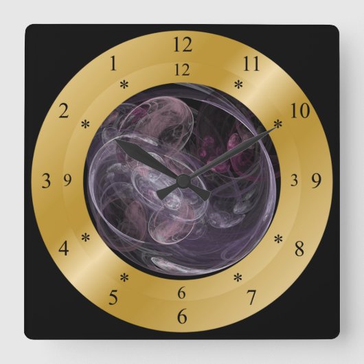 Time Machine Clock - Chaos Galaxy 02 - Time Warp Quadratische Wanduhr (Vorderseite)