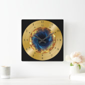 Time Machine Clock ~ Fierry Black Hole ~ * ~ Quadratische Wanduhr (Zuhause)