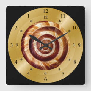 Time Machine Clock ~ Snail Spiral ~ Time Warp ~ Quadratische Wanduhr