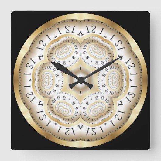 Time Machine Clock ~ Space/Time Continual ~ Quadratische Wanduhr (Vorderseite)
